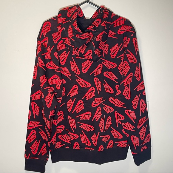 Nike Men’s Hoodie All Over Print Swoosh Red - Picture 5 of 9